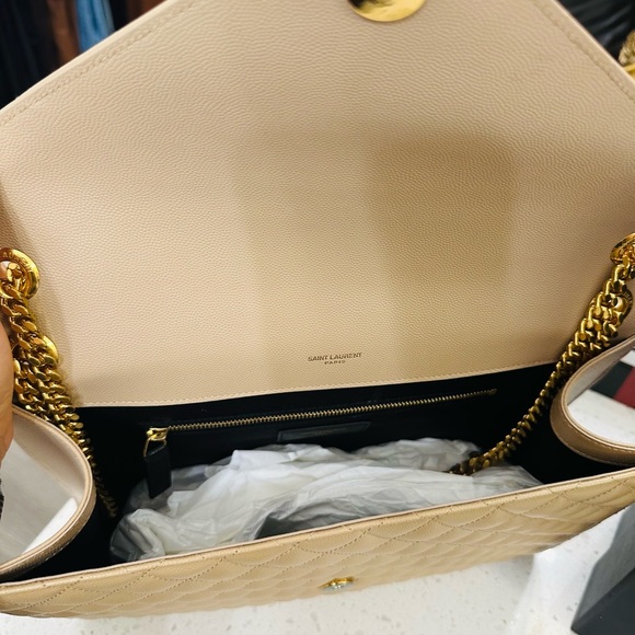 Classic YSL Envelope Lambskin Chervon Diamond Quilted Brown Bag - Picture 7 of 10